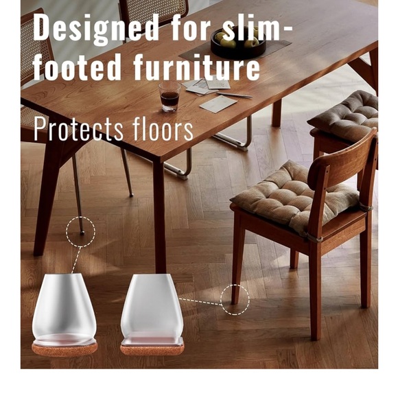 32 Silicone Chair‎ Leg Floor Protectors with Felt Pads NEW - Picture 3 of 10